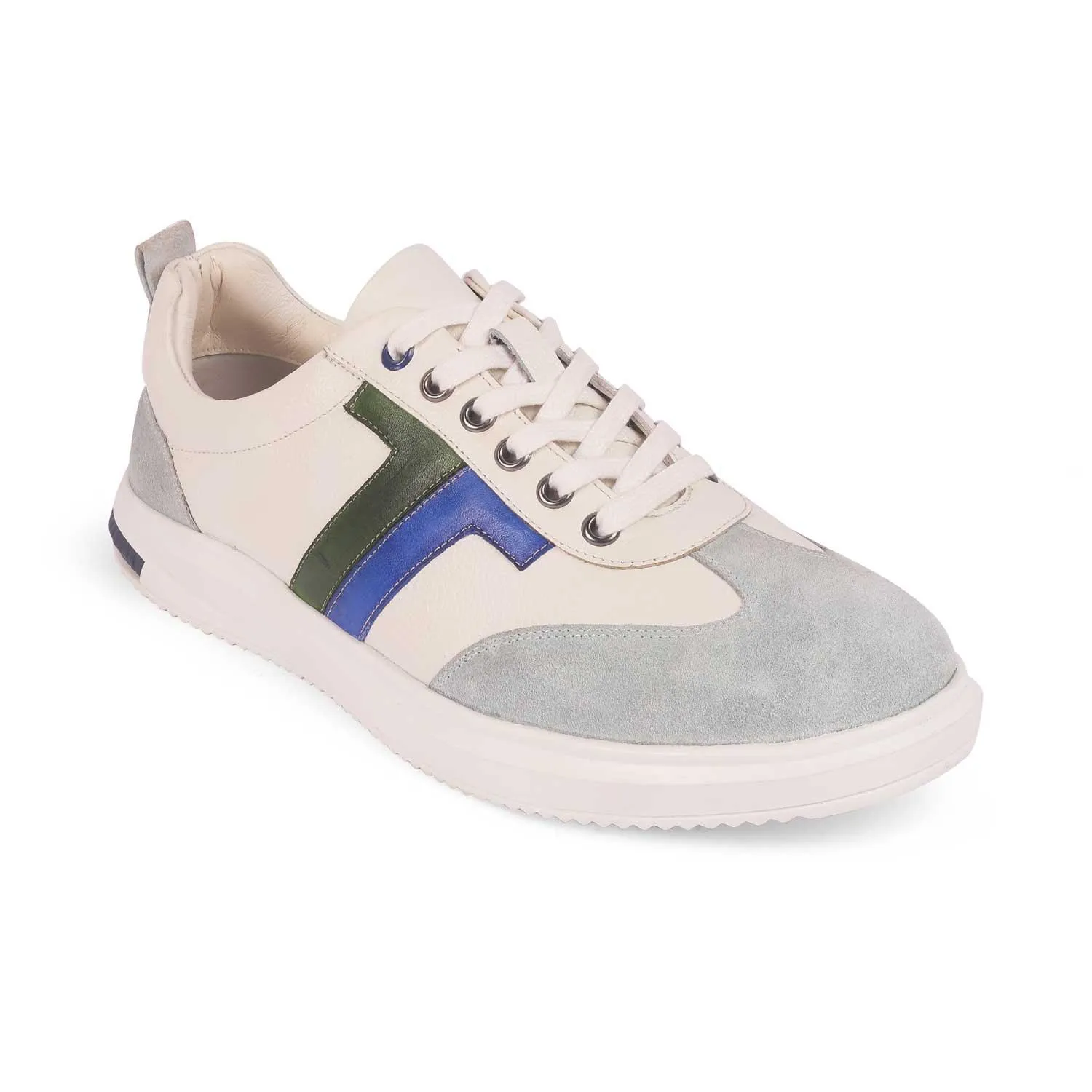 Tresmode Vorsa White Men's Suede Leather Sneakers