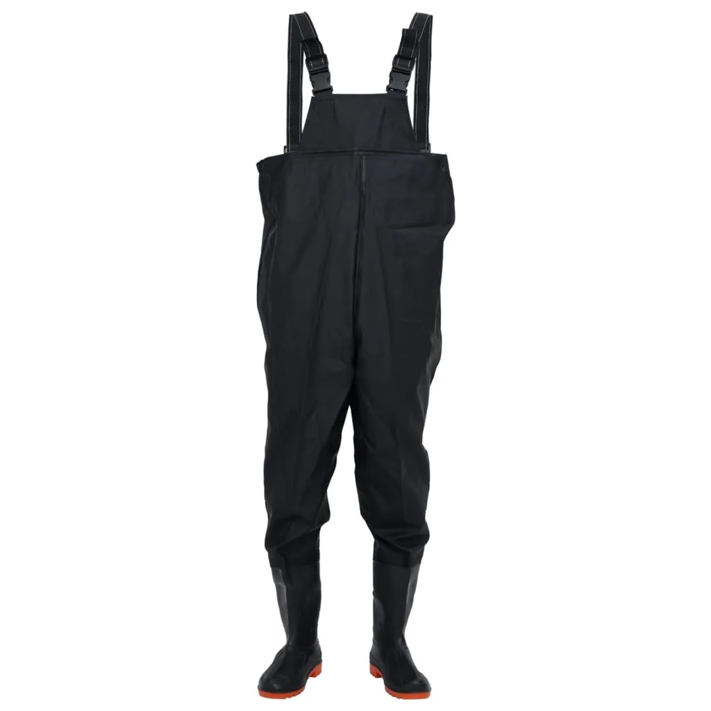 vidaXL Chest Waders with Boots Black Size 38