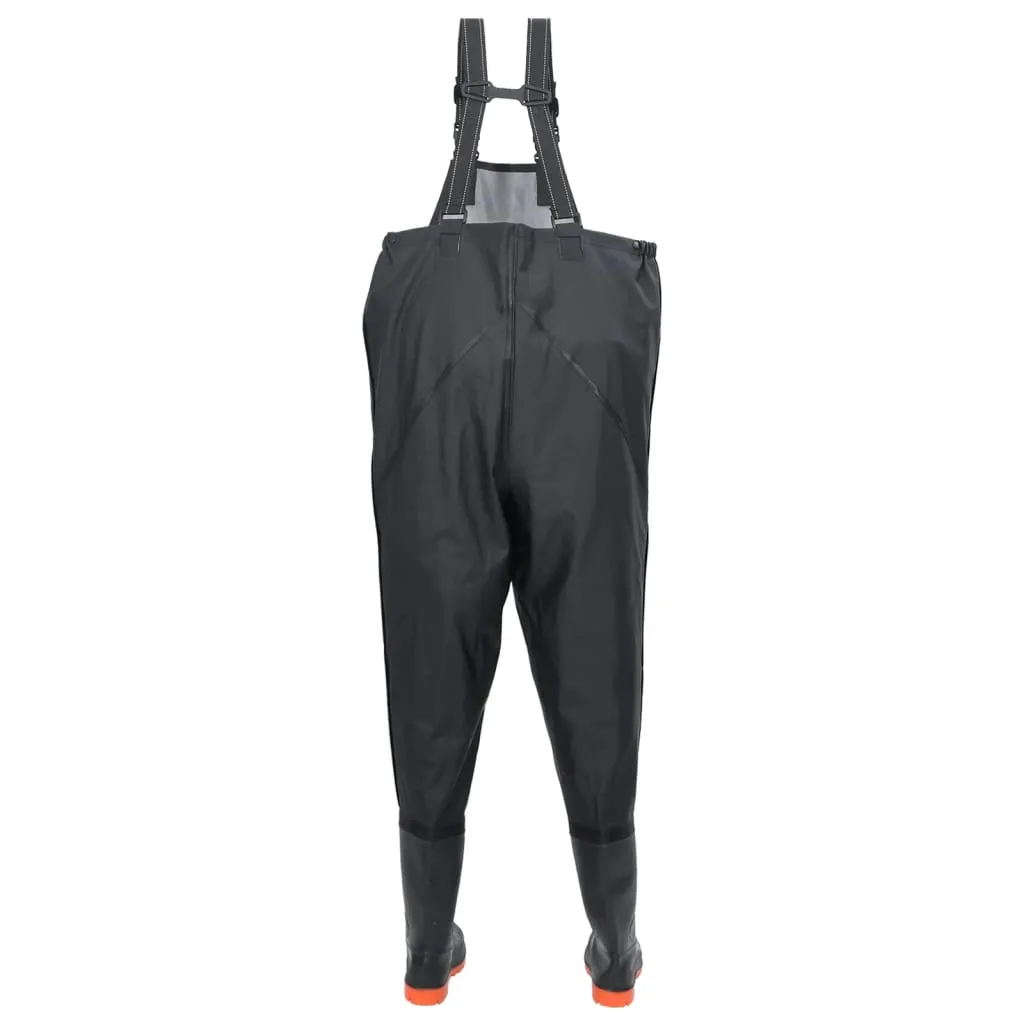 vidaXL Chest Waders with Boots Black Size 38