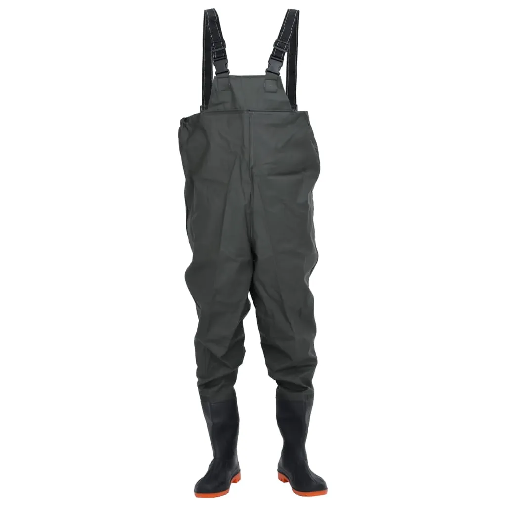 vidaXL Chest Waders with Boots Dark Green Size 41