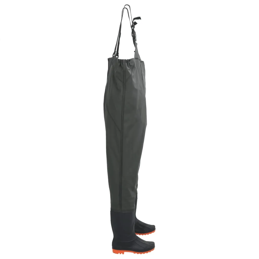 vidaXL Chest Waders with Boots Dark Green Size 45