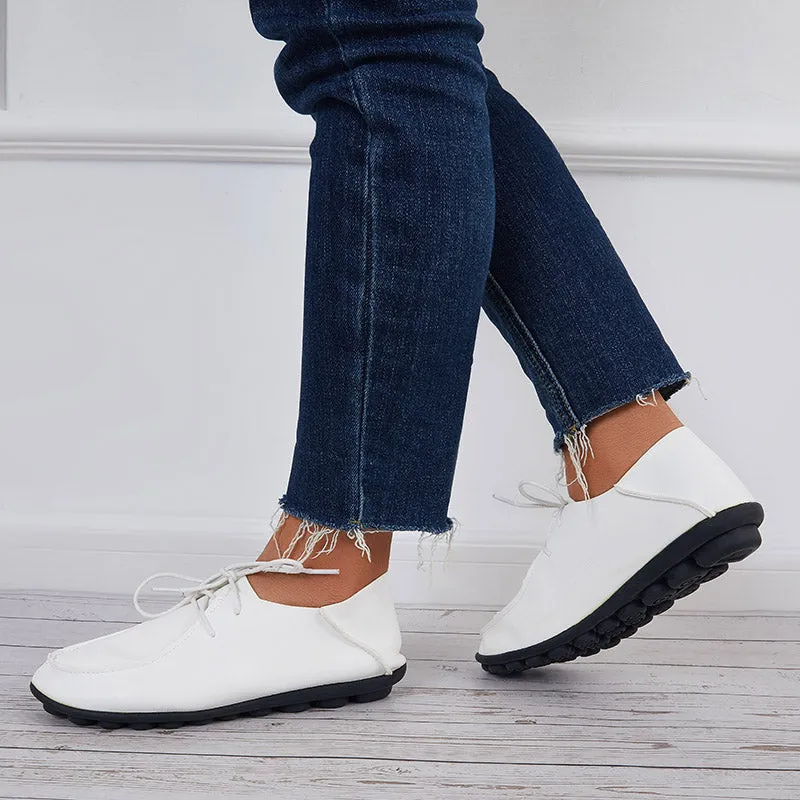 Women Comfortable Daily Shoes Lace Up Loafers Non Slip Rubber Sole Flats Shoes