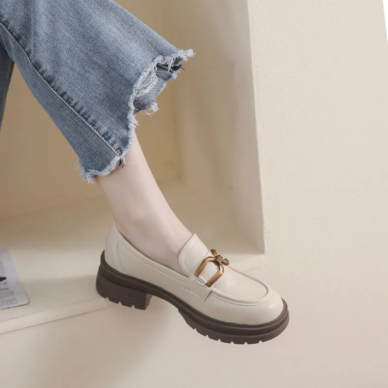 Women Fashion Minimalist Chunky Sole Casual Loafers