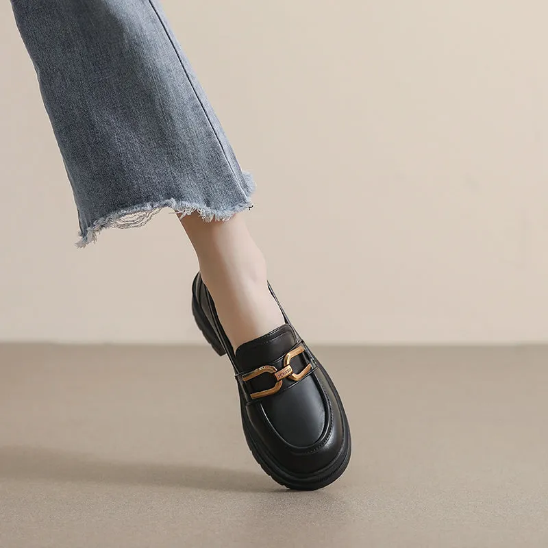 Women Fashion Minimalist Chunky Sole Casual Loafers